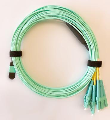 China Trunk Harness MPO OM3 LC Fan Out Fiber Optic Patch Cord for sale