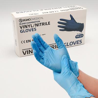 China Anti Puncture Disposable Vinyl Gloves Medium Size PVC Vinyl Nitrile Blend Gloves for sale