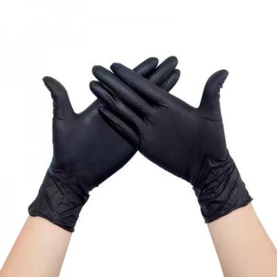 China MSDS TDS Black Powder Free Nitrile Gloves For Examination Fingertip Textured for sale