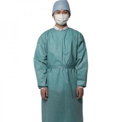 China FDA ISO13485 Green Medical Surgical Gown Reinforced Disposable Doctor Gown for sale