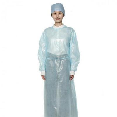 China Customized Green Disposable Plastic Gowns 35gsm Disposable Barrier Gowns for sale