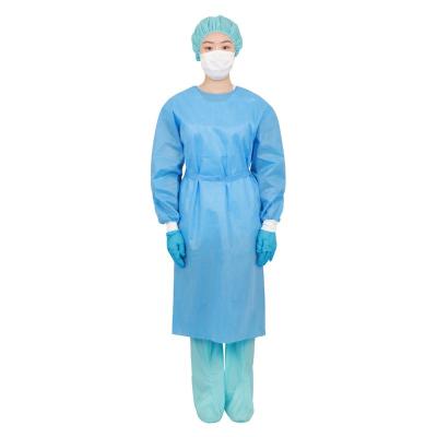 China Reinforced 35gsm Blue Plastic Isolation Gowns Non Medical Disposable Pe Gowns for sale