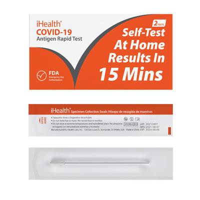 China IHealth 15 Minutes Clear 19 Rapid Test Rapid Home Test Kits FDA Dip Swab for sale