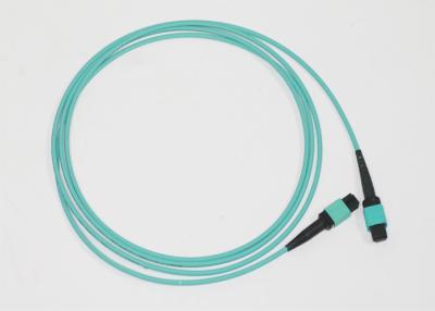 China 10 FT Fiber Cable LSZH MTP OFNR 12 Cores Multimode OM3 Aqua for sale