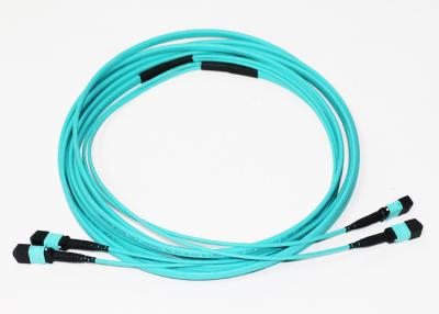 China 20FT 24 Fibers Fiber Optic MPO MTP Cable MPO To MPO Female Aqua OM3 Trunk for sale