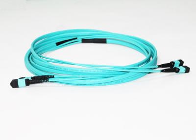 China 24 Fibers OM3 Fiber Trunk Cable MPO To MPO Female 3.0mm OD 20FT Length for sale