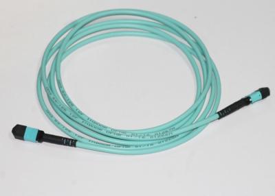 China OD 3.0m m Mpo al cable de la aguamarina de la polaridad B del cordón de remiendo de la fibra cable/Om3 de Mpo en venta