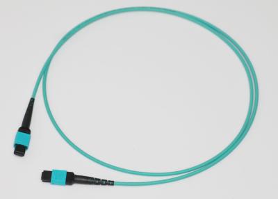 China 12 MT Fiber Optic MPO MTP Cable / OM4 Patch Cord Polarity A OFNP Plenum Jacket for sale
