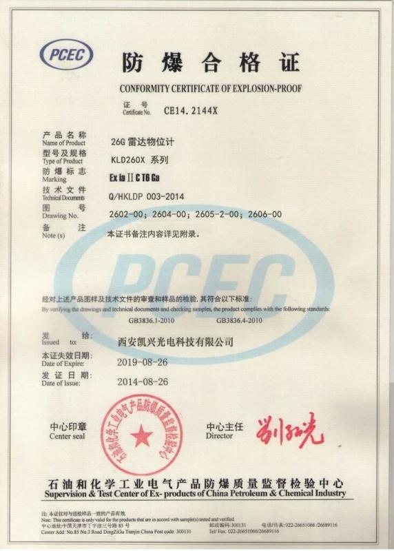 Certificate of approval - Xi'an Kacise Optronics Co.,Ltd.