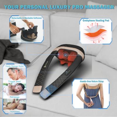 China Black Color Shiatsu Neck Massager With 1 And 3 Massage Modes for sale
