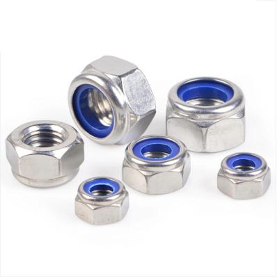 China Din 985 Hex Head Fasteners M3-M20 Hex Head Nylon Lock Blue White Zinc Carbon Steel Industrial for sale