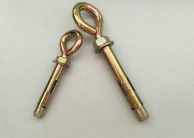 China M10 M12 Metal Anchor Bolts Fasteners With Eye , Yellow Zinc Concrete Eye Hook Bolt for sale