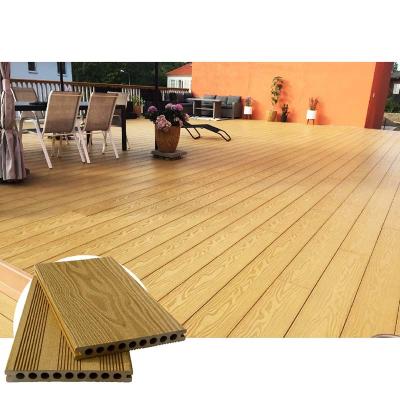 China 38% HDPE Texture Hollow Composite Decking Boards Ultra Natural Color for sale