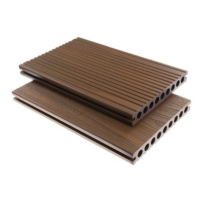 China Wood Fiber Walnut Outdoor Composite Decking Boards 225x30mm Non Toxic for sale