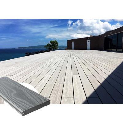 China Groove Surface No Crack Solid Composite Decking 140x21mm Outdoor Wood for sale