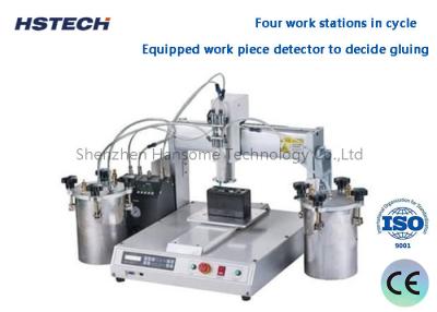 China Quatro estações de trabalho em ciclo equipado com detector de peças de trabalho LED Bulb Dispensador de cola à venda