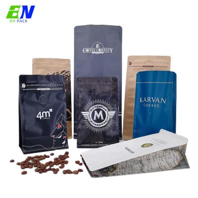 China Matte Recyclable Mono PE/PE Flat Bottom Coffee Bag Packaging Valve Coffee Bag for sale