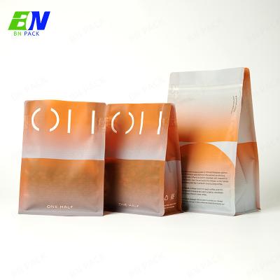 China Custom Logo Flat Bottom Box Pouches For Coffee Packaging , Resealable Box Pouch Coffee Bag With Valve for sale