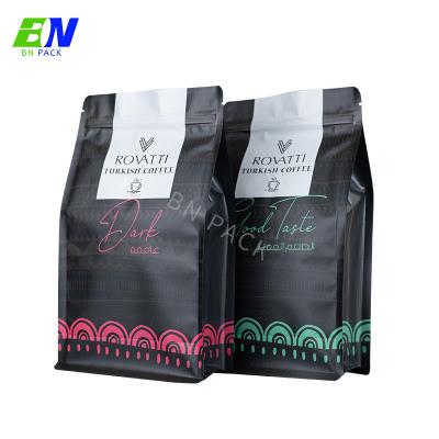 China 12oz Matte Finish Custom Printed Flat Bottom Coffee Bag With Valve for sale