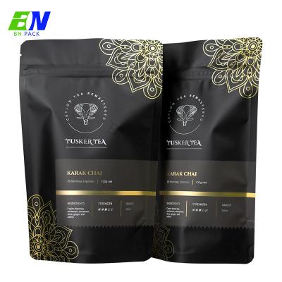 China Custom Printing Fashion Fine Laminated Aluminum Foil Matt Black Stand Up Zip Lock Pouch For Coffee Packaging Bag for sale
