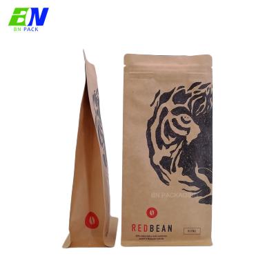 China Natural Brown Kraft Paper Flat Bottom Resealable Valve Coffee Pouch for sale