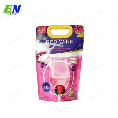 China 1.5L Red Wine Bib Pouch 3 Side Seal Customized Printing With Valve for sale