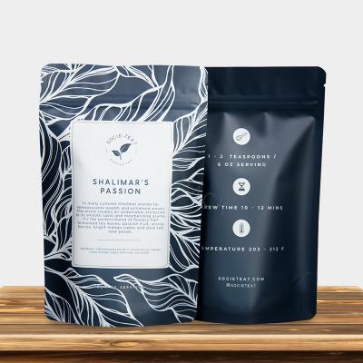 China Bolsa de empaquetado de té de café de fondo plano de papel Kraft biodegradable con cierre de cremallera impresa personalizada en venta