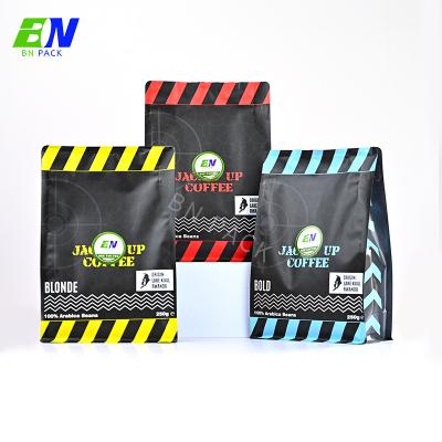 China 12oz 1lb Coffee Bag Flat Bottom Pouch With Zipper Matte Plastic Foil for sale