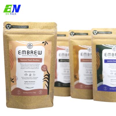 China Custom Zipper Food Snack Nut Stand Up Pouch Packaging Zip Lock Coffee Tea Kraft Paper Doypack Biodegradabale Bag for sale