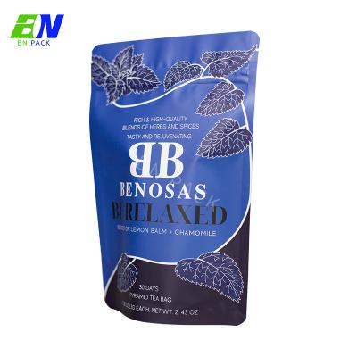 China Custom Printing Aluminum Foil Smell Proof Stand Up Pouch Tea Bag With Zipper for sale