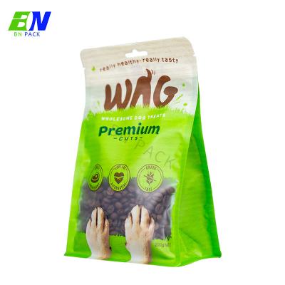 China Printed Customized Heal Dry Treat Flat Bottom Plastic Pet Food Packaging Bag Pouch for sale