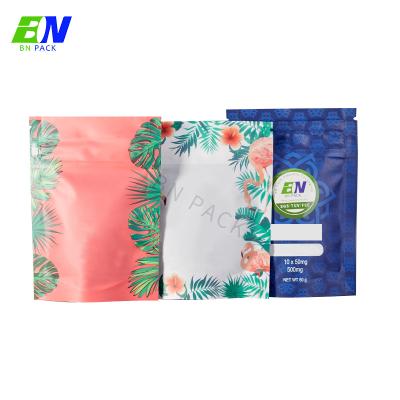 China Custom Packing Plastic Child Proof Resistant Mylar Ziplock Bag Gummy Smell Proof Weed Ounce Bag Packaging for sale