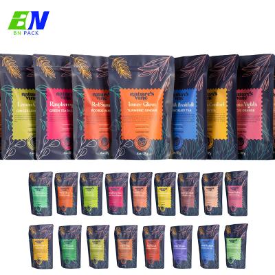 China Plastic Tea Packaging Stand Up Pouch With Standard Size Multiple Colors For Tea for sale