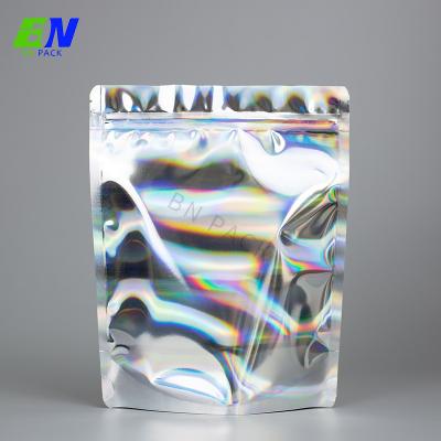 China Custom Logo Zip Lock Mylar Plastic Bag Resealable Holographic Pouch Packaging for sale