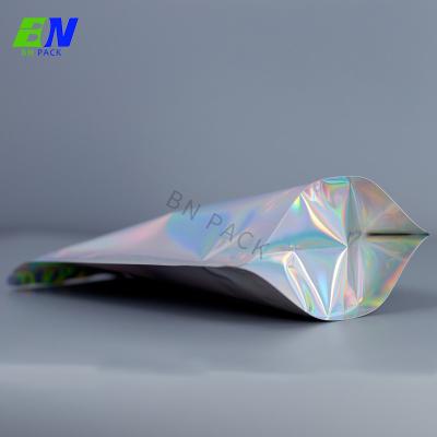 China Custom Logo Printed Mylar Clear / Holographic Foil Aluminum Resealable Stand Up Bags zu verkaufen