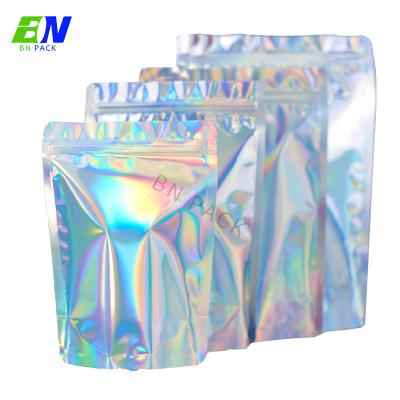 China Holographic Rainbow Color Resealable Smell Proof Mylar Ziplock Bags à venda