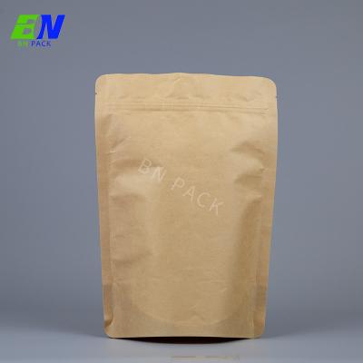 China Plain Stand Up Resealable Without Print White Brwon Kraft Paper Bags Te koop