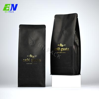 Chine Le café noir de sacs de café de Papier d'emballage de feuille d'or met en sac le sac en gros de valve de café à vendre