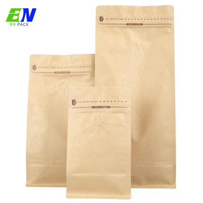 China 250g 500g 1kg 5lb Kraft Paper Coffee Bags Square Bottom Beans Packaging for sale