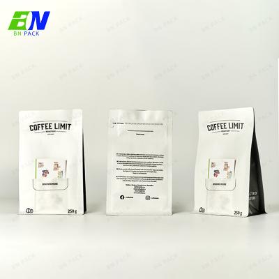 China Resealable 1kg 500g 250g Matt Flat Bottom White Color Aluminum Foil Pack Coffee Bag With Pocket For Card for sale