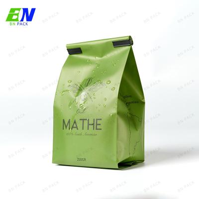 China Café plástico lateral impresso feito sob encomenda do papel de embalagem do reforço do empacotamento de alimento que empacota Tin Tie Bag With Valve à venda