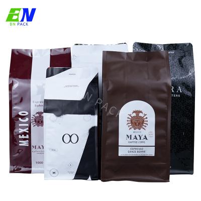 China Resealable Lock Packing One Way Valve Biodegradable Pouch Packaging Coffee Bags With Degassing Valve And Ziplock Te koop