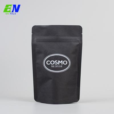China Eco - Friendly Black Kraft Paper Coffee Bag Stand Up Packing Zipper Pouch Bags For Food for sale