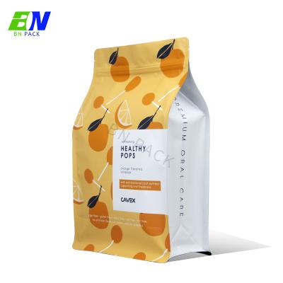 中国 Coffee Bags  8 sides sealed Flat Bottom Pouches  craft paper/PLA With Zipper top 販売のため