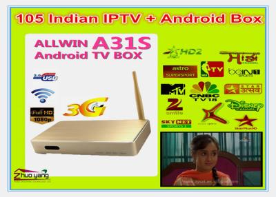 China Channles da Índia do apoio 122+ da caixa da tevê do andróide IPTV da Índia do núcleo do quadrilátero da caixa superior ajustada de HD IPTV (chamel Miunes HD da tevê Sada de SAMAA) à venda