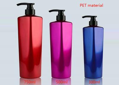 China 300ml - 750ml PET Empty Shampoo Bottle , Cosmetic Plastic Bottles With Black Lotion Pump for sale