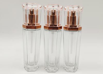 China 30ml 1oz Clear Glass Bottle Round / Square Multi Shapes With Lotion Pump for sale