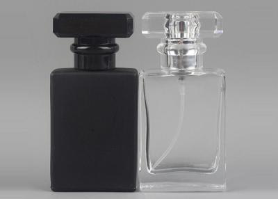 China Cosmetic Super Clear Perfume Glass Bottle 50ml 100ml Black Matt Frosted Design for sale