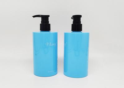China 500ml Blue PET Plastic Shampoo Shower Gel Bottle With Lotion Pump for sale