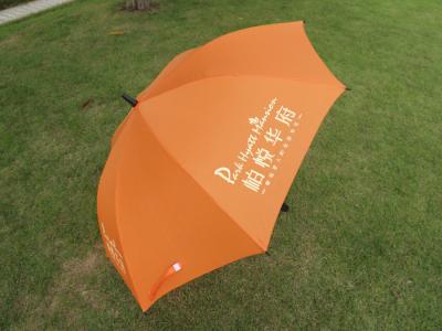 China Chrome Frame Auto Open advertising Custom Golf Umbrellas Orange In 34 Inch Ribs for sale